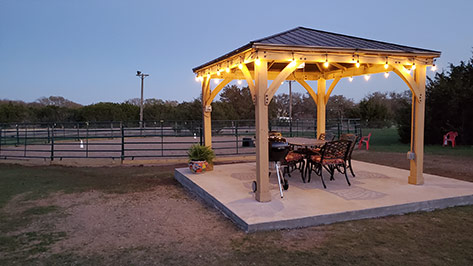 gazebo beside roundpen early evening