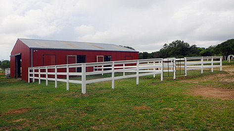 barn and paddocks