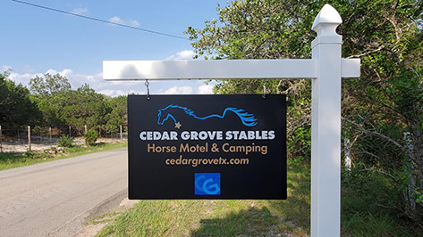 Cedar Grove Stables street sign