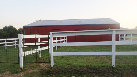 barn and paddocks